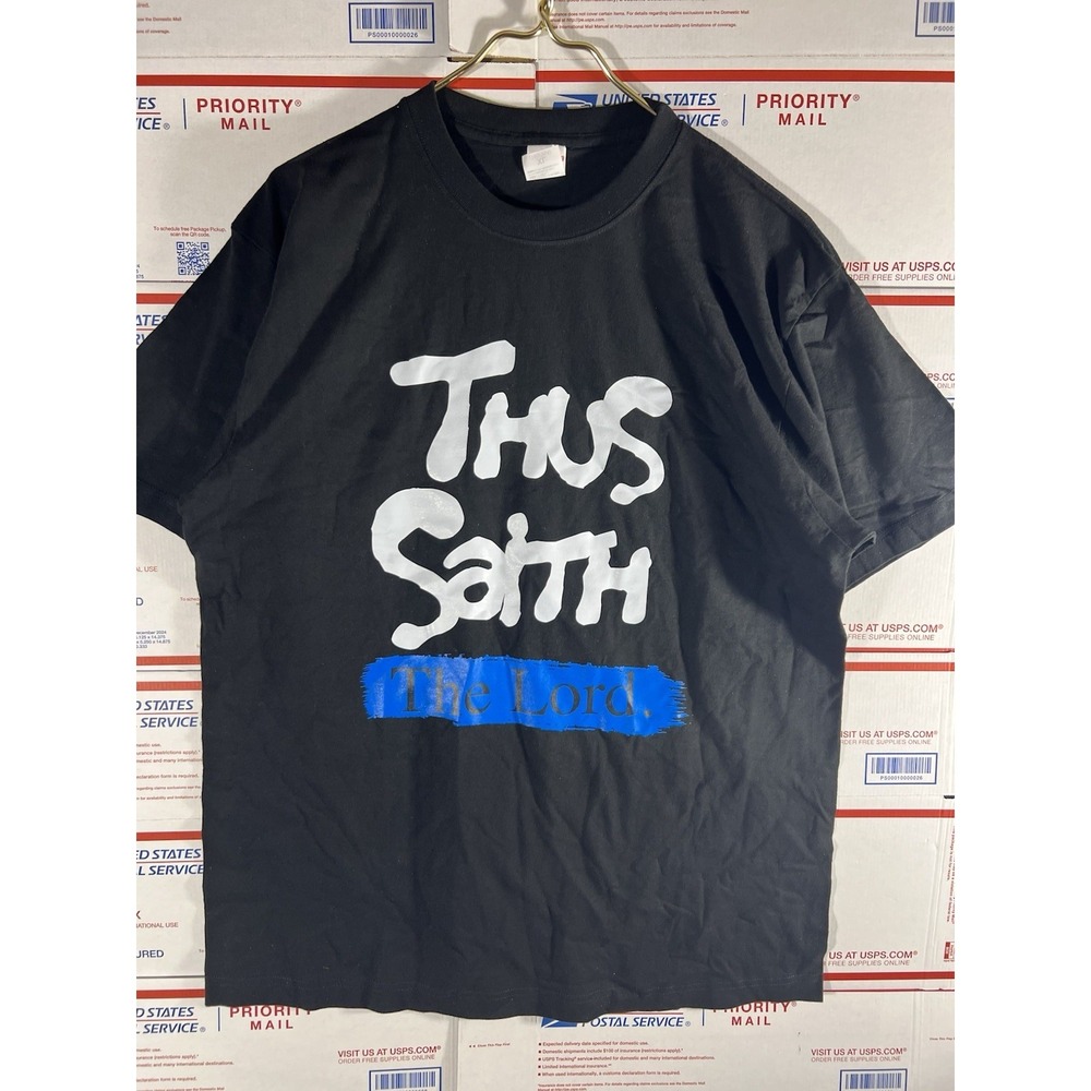 NWOT "Thus Saith The Lord" Holy Bible Christian Black Tshirt Jesus Sz XL